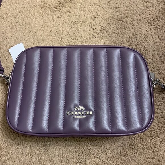 NWT Coach Puffy Linear Quilted Jes Crossbody Bag (Amethyst) - Picture 2 of 12